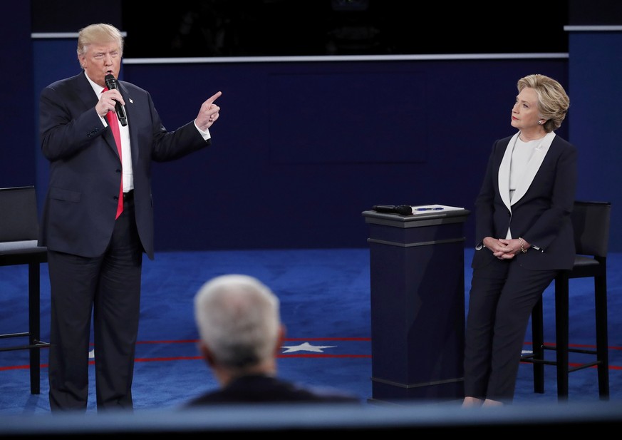 Republican U.S. presidential nominee Donald Trump speaks during the second U.S. presidential town hall debate between Trump and Democratic U.S. presidential nominee Hillary Clinton at Washington Unive ...