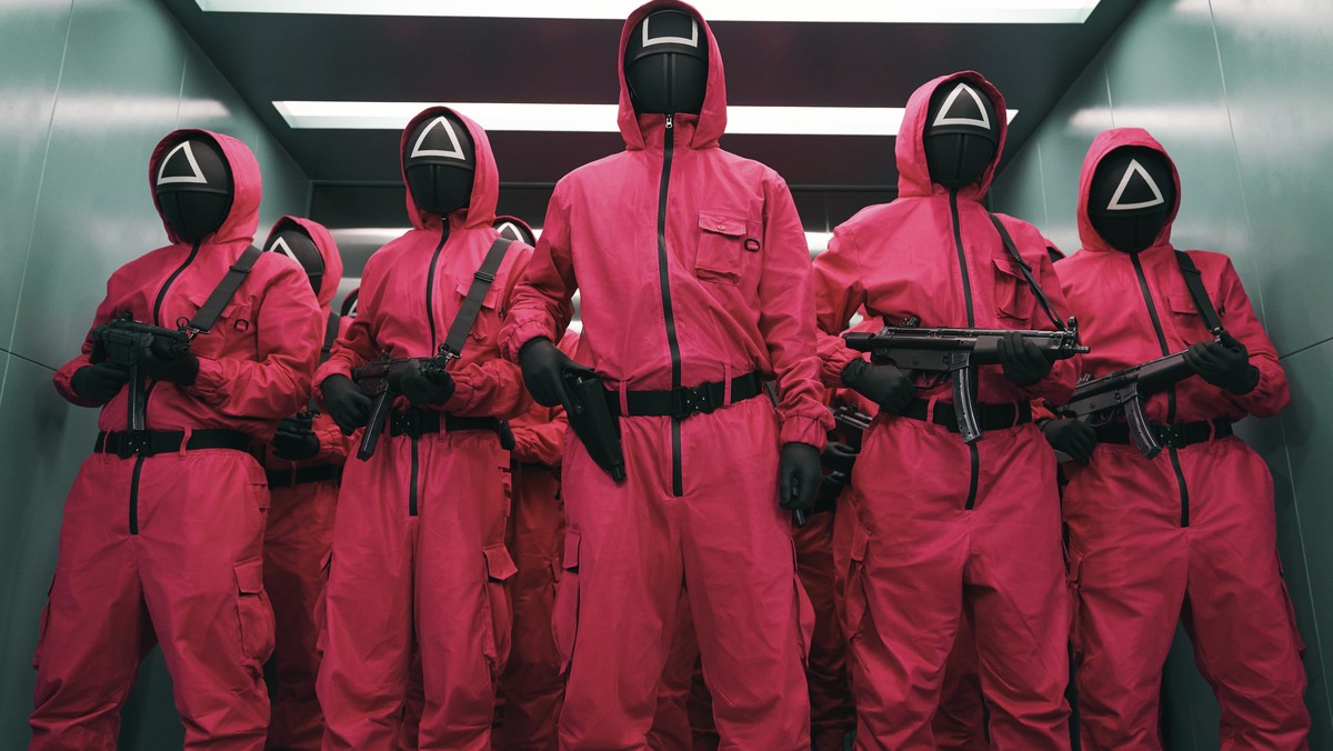 This image released by Netflix shows a scene from the popular Korean series "Squid Game." (Netflix via AP)