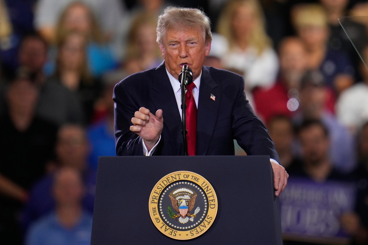 President Donald Trump speaks at an event at the General Motors Proving Ground Monday, July 27, 2026, in Milford, Mich. (AP Photo/Paul Sancya)
Donald Trump
