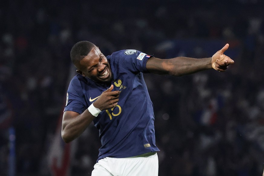 epa10847071 Marcus Thuram of France celebrates after scoring 2-0 goal during the UEFA Euro 2024 Qualifiers match between France and Ireland, in Paris, France, 07 September 2023. EPA/TERESA SUAREZ