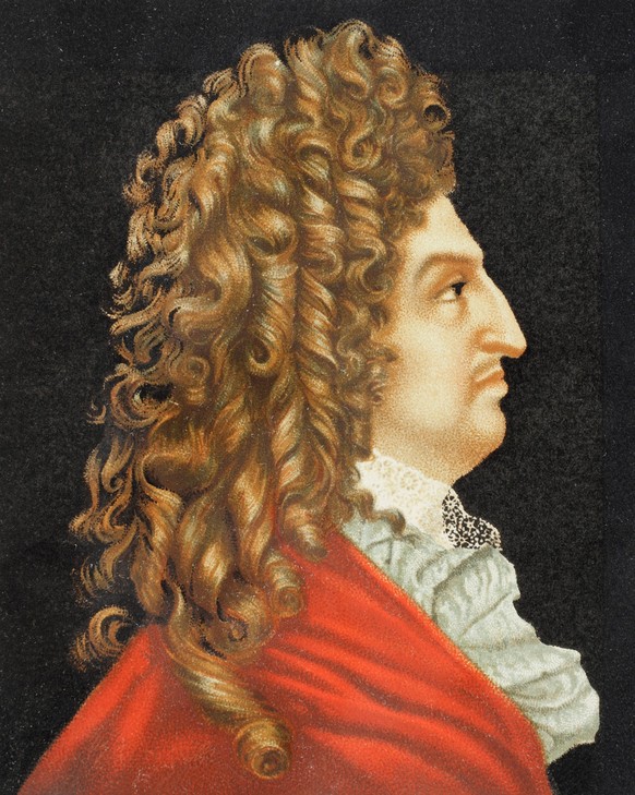 Louis XIV 1638-1715. King of France 1643-1715. Portrait. Chromolithography. Louis XIV, known as the Sun King 1638-1715. King of France 1643-1715. Portrait. Lithograph by Urrabieta based on a painting  ...