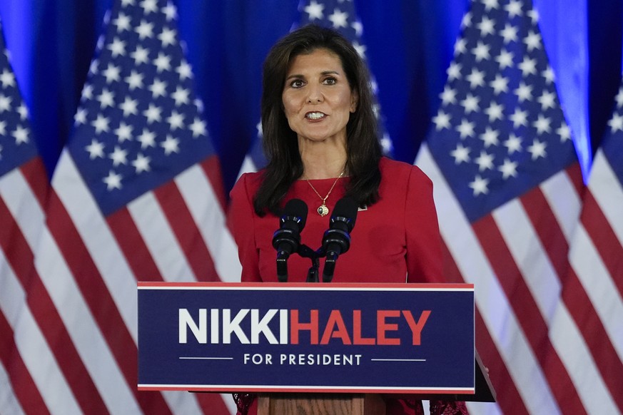 Republican presidential candidate former UN Ambassador Nikki Haley speaks during a news conference, Wednesday, March 6, 2024, in Charleston, S.C. (AP Photo/Chris Carlson)
Nikki Haley