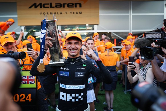 NORRIS Lando gbr, McLaren F1 Team MCL38, portrait first win celebration during the Formula 1 Crypto.com Miami Grand Prix 2024, 6th round of the 2024 Formula One World Championship, WM, Weltmeisterscha ...