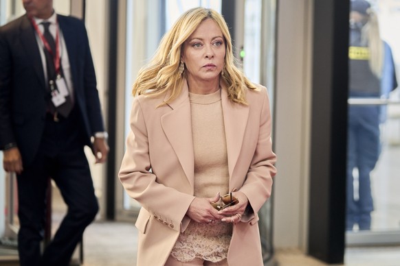 epa12423815 Italy&#039;s Prime Minister Giorgia Meloni arrives for the 7th meeting of the European Political Community (EPC) at Bella Center in Copenhagen, Denmark, 02 October 2025. The summit, bringi ...