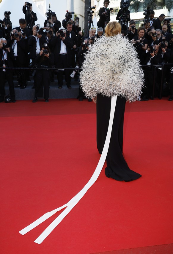 epa12957818 Sandra Hueller poses on the red carpet after the premiere of 'Fatherland' during the 79th annual Cannes Film Festival, in Cannes, France, 14 May 2026. The film festival runs from ...