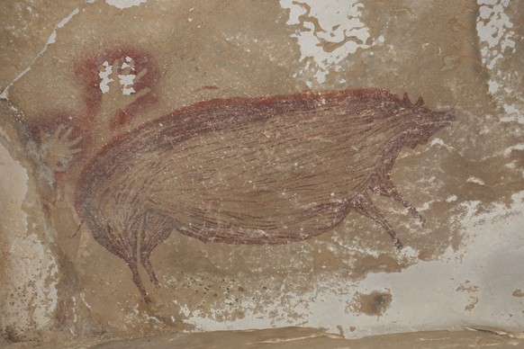Das Warzenschwein wurde mit Ockerpigmenten gemalt.