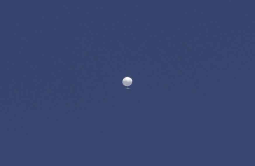 FILE - A balloon floats over Columbia, Mo., on Feb. 3, 2023. The United States on Friday, Feb. 10 blacklisted six Chinese entities it said were linked to Beijing&#039;s aerospace programs as part of i ...