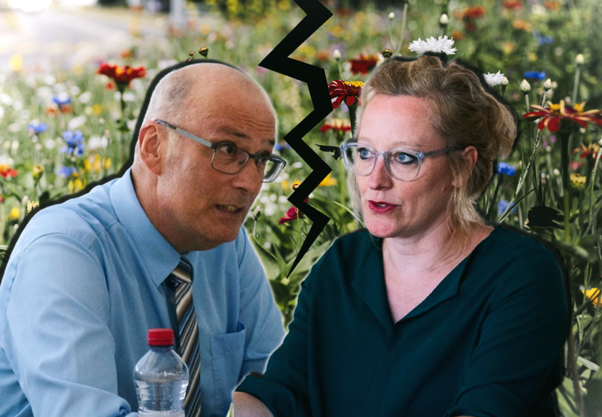 Markus Ritter und Aline Trede diskutieren im watson-Büro über die Biodiversitätsinitiative.