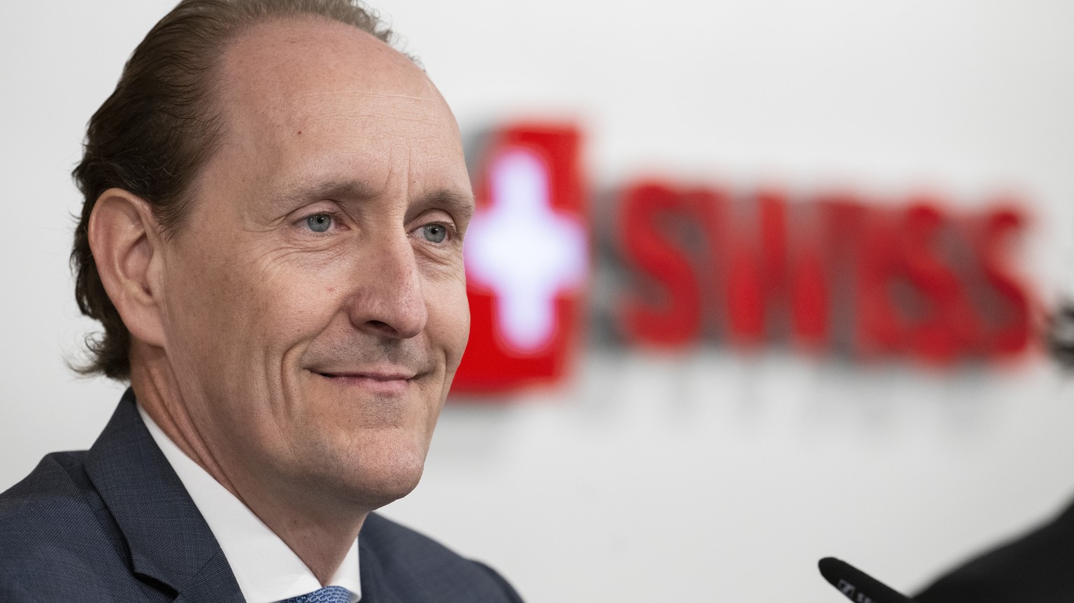 Dieter Vranckx, CEO der Swiss International Air Lines, informiert ueber das finanzielle Ergebnis 2022 der Fluggesellschaft SWISS, aufgenommen am Freitag, 3. Maerz 2023 in Zuerich Kloten. (KEYSTONE/Enn ...