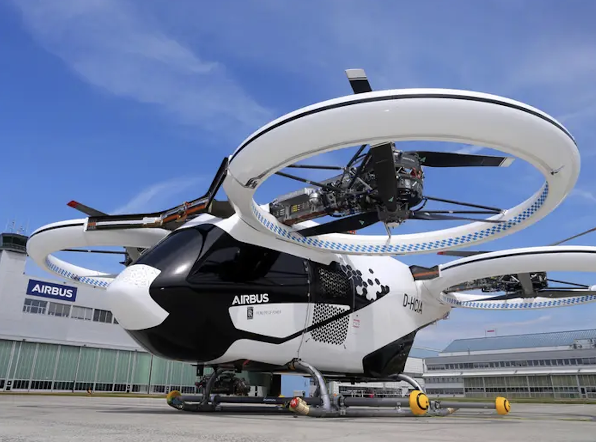 Un exemple de taxi volant eVTOL, conçu avec Airbus.