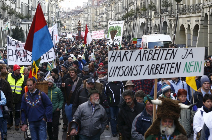 Die Bauern gehen in Bern auf die Strasse.