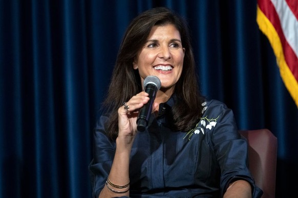 Simi Valley, CA - October 14: Former United States Ambassador to the United Nations Nikki Haley speaks about her book, "If you want something done: Leadership lessons from bold women" with J...