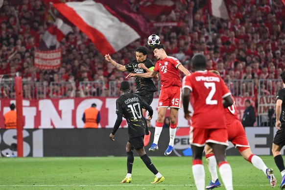 marquinhos pavlovic aleksandar FOOT LIGUE DES CHAMPIONS 2026 BAYERN MUNICH-PSG 1-1 ALLIANZ ARENA MUNICH ALLEMAGNE 06/05/2026 FAUGERE FRANCK MUNICH ALLIANZ ARENA Allemagne GermanyxJapanxUKxFrancexBelgi ...