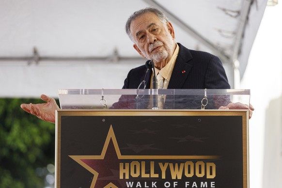 Director Francis Ford Coppola speaks during a ceremony honoring him with a star on the Hollywood Walk of Fame on Monday, March 21, 2022, in Los Angeles. (Photo by Willy Sanjuan/Invision/AP)
Francis Fo ...