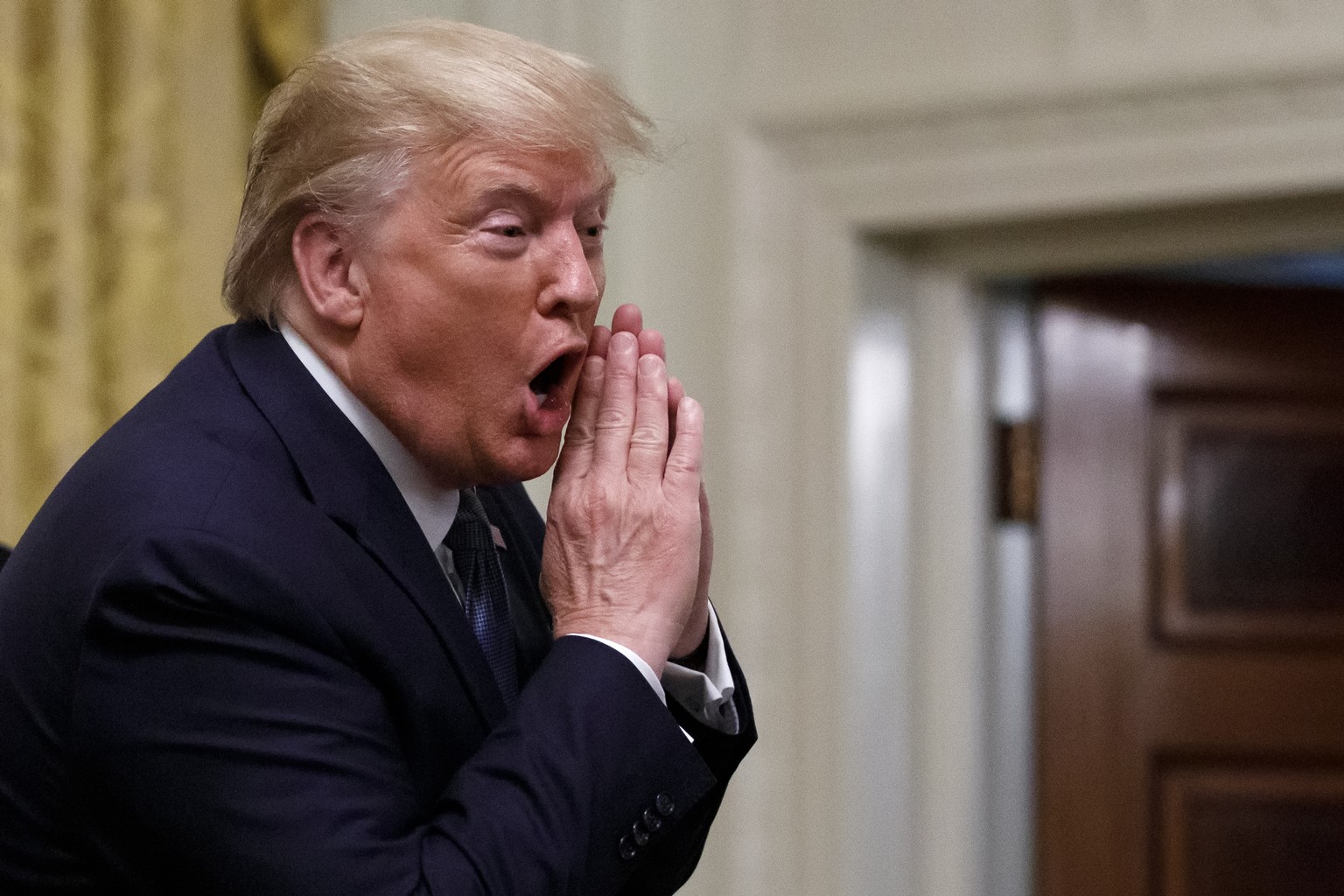 President Donald Trump speaks as he gestures to the audience during the Young Black Leadership Summit at the White House in Washington, Friday, Oct. 4, 2019. (AP Photo/Carolyn Kaster)
Donald Trump