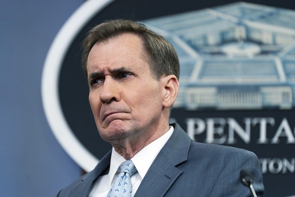 Pentagon spokesman John Kirby speaks during a briefing at the Pentagon in Washington, Friday, March 4, 2022. (AP Photo/Manuel Balce Ceneta)
John Kirby