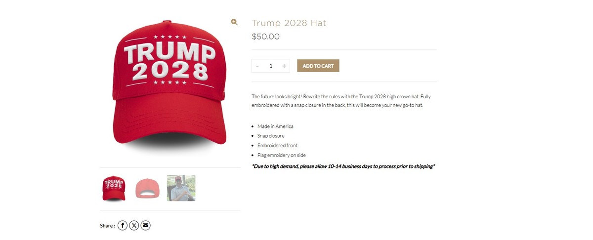 Trump 2028 Maga Hut, hat, Screenshot, Trump-Shop