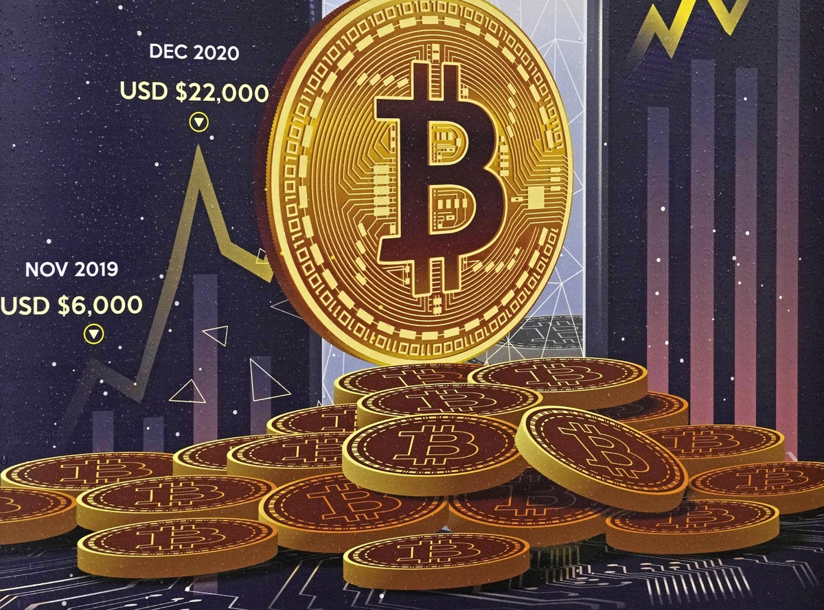 FILE - An advertisement for Bitcoin cryptocurrency is displayed on a street in Hong Kong, on Feb. 17, 2022. Bitcoin briefly hit an all-time high Tuesday, March 5, 2024, with the world's largest c ...