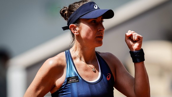 May 24, 2026, Paris, France, France: Belinda BENCIC of Swiss celebrates his point during the first day of the Roland-Garros 2026, French Open 2026, Grand Slam tennis tournament at Roland-Garros Stadiu ...