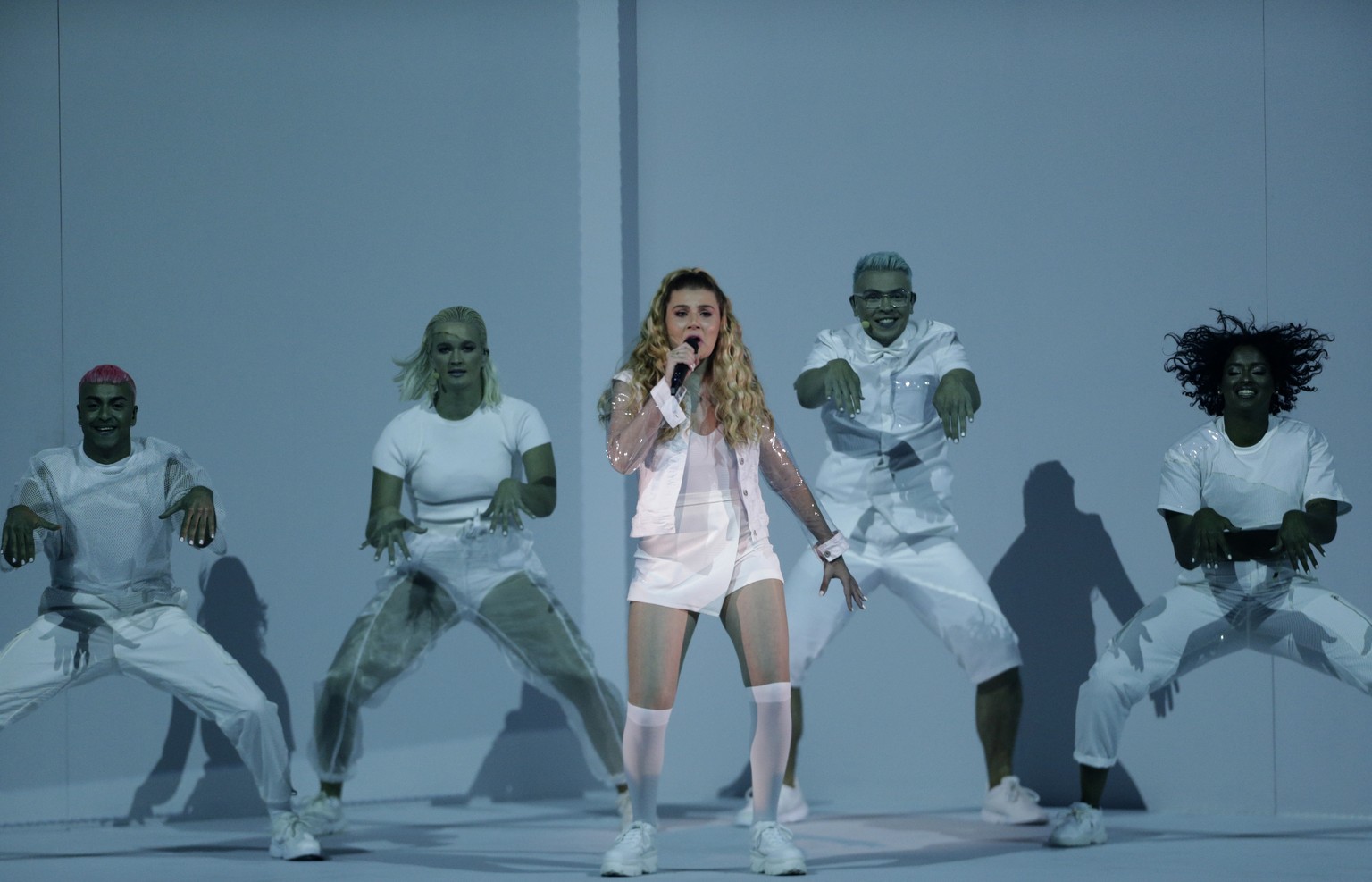 epa07577131 Contest Michela of Malta, performs during the Second Semi-Final of the 64th annual Eurovision Song Contest (ESC) at the Expo Tel Aviv, in Tel Aviv, Israel, 16 May 2019. The Grand Final is  ...