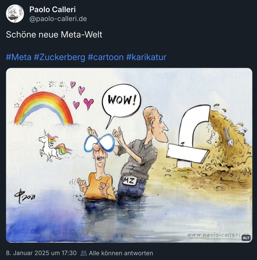 Karikatur zu Meta Faktenchecker