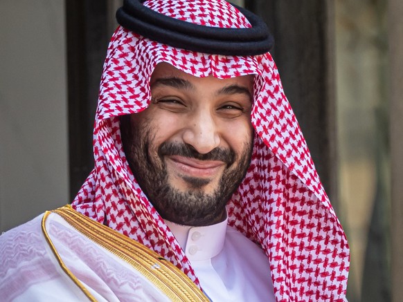 epa10695022 Saudi Crown Prince Mohammed bin Salman Al Saud arrives at the Elysee palace prior to a lunch dinner with French President Macron (not pictured), in Paris, France, 16 June 2023. EPA/CHRISTO ...