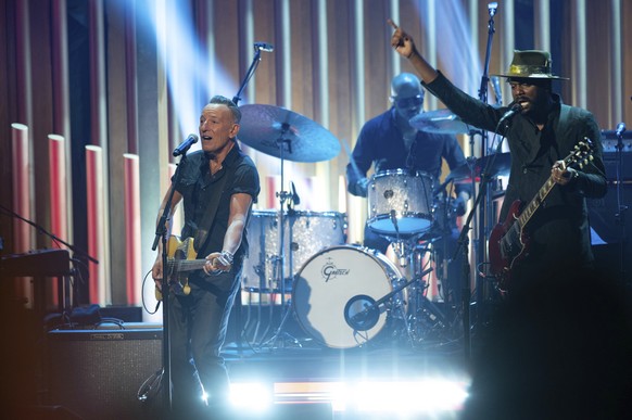 Bruce Springsteen and Gary Clark, Jr. preform at the start of the 23rd annual Mark Twain Prize for American Humor at the Kennedy Center for the Performing Arts on Sunday, April 24, 2022, in Washington ...