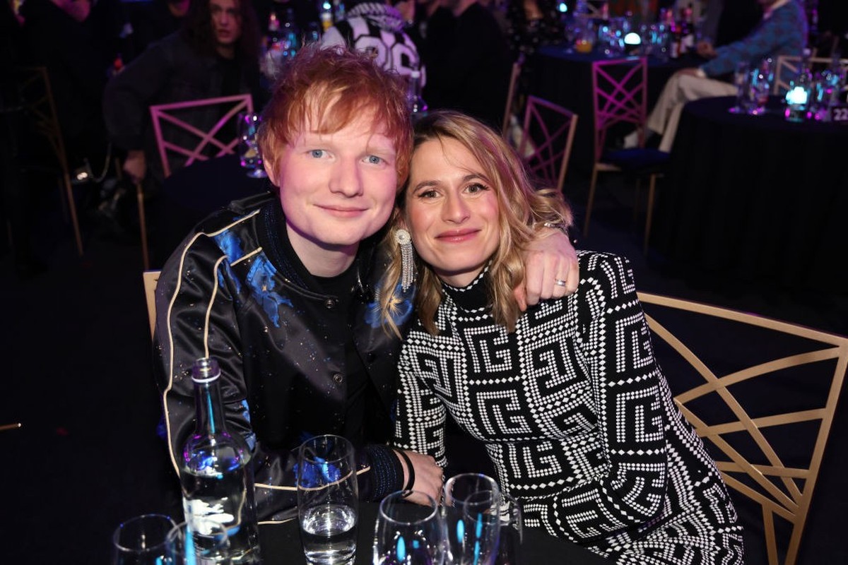 LONDON, ENGLAND - FEBRUARY 08: (EDITORIAL USE ONLY) Ed Sheeran and Cherry Seaborn during The BRIT Awards 2022 at The O2 Arena on February 08, 2022 in London, England. (Photo by JMEnternational/Getty I ...