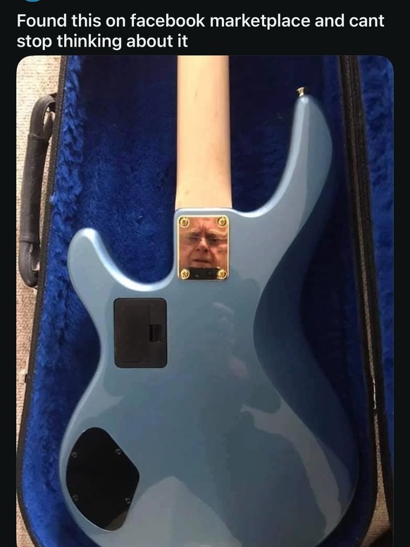 Lustiges Inserat mit Spiegel in Gitarre