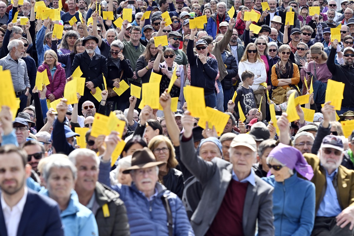 Glarner Landsgemeinde in Glarus am Sonntag, 1. Mai 2022. (KEYSTONE/Walter Bieri)