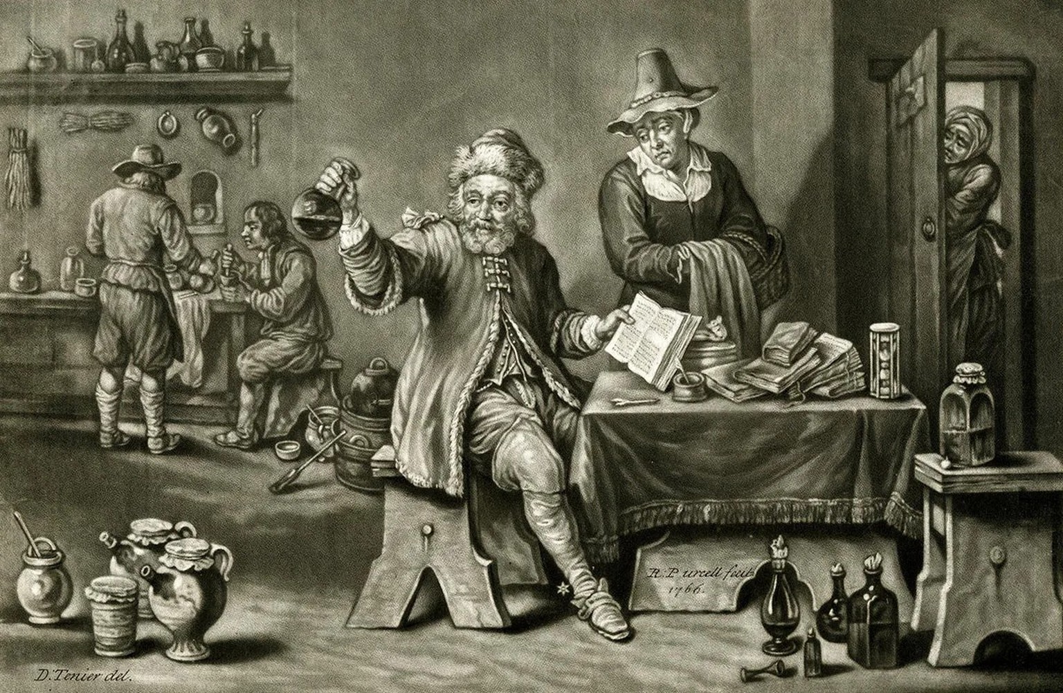 Im 18. und 19. Jahrhundert gab es zahlreiche Quacksalber und Scharlatane, welche ihre Kundschaft über den Tisch zogen. Dieses Bild eines Quackdoktors stammt von Richard Purcell aus dem Jahr 1766.
http ...