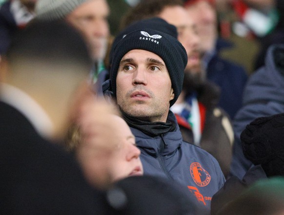 epa11027946 Former Dutch international footballer Robin Van Persie watches the match from the stands during the UEFA Champions League group stage soccer match between Celtic Glasgow and Feyenoord Rott ...