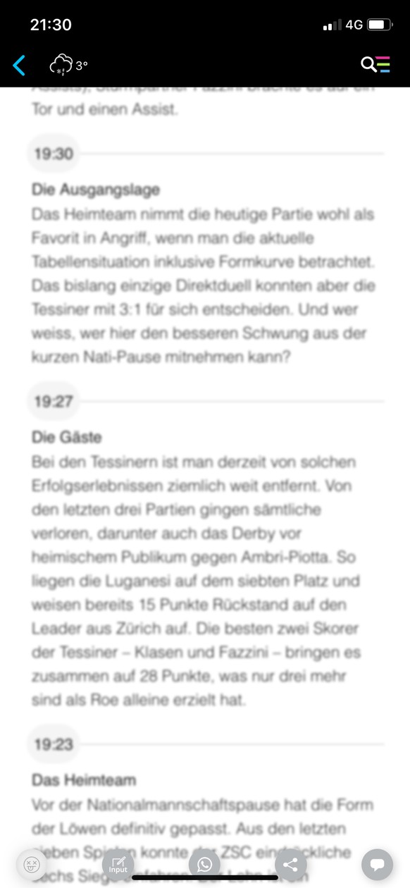 Die National League ist wieder zurÃ¼ck â die ZSC Lions spielen Lugano an die Wand
Warum sehe ich den Liveticker total verschwommen? Der Rest ist scharf. IT Problem oder muss ich zum Augenarztð