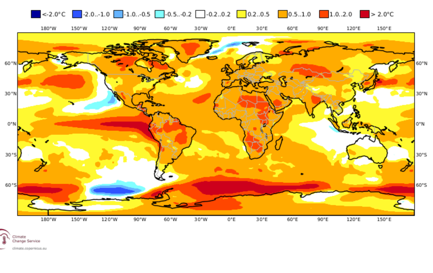 Long term temperature forecasts, June/July/August 2023, global temperatures