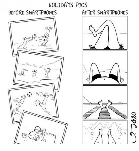 Ferienfotos: Vor und nach Erfindung des Smartphones.
