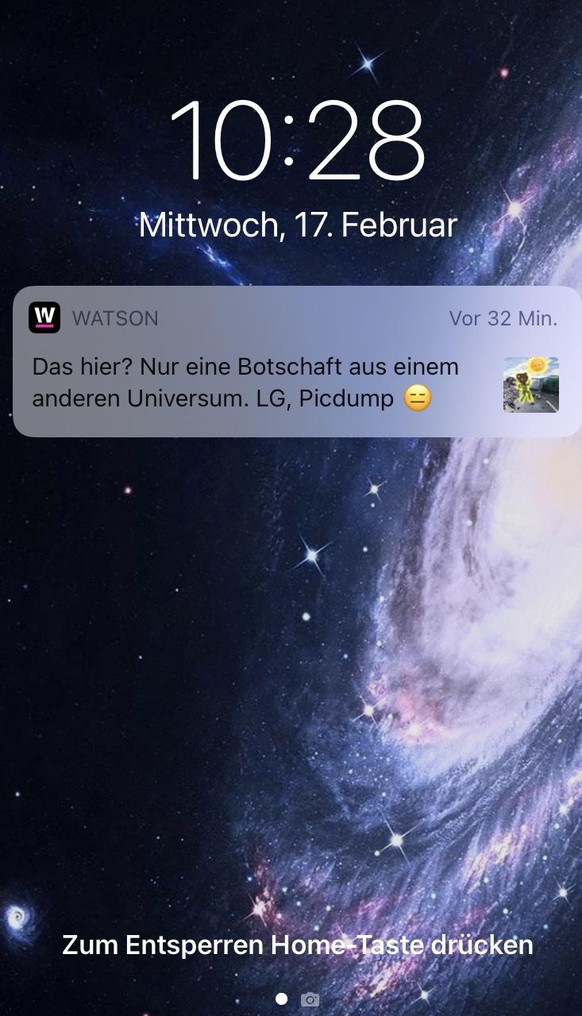 Das hier? Nur eine Botschaft aus einem anderen Universum. LG, Picdump\nder heutige push, passte perfekt zu meinem hintergrundbild рџ¤©