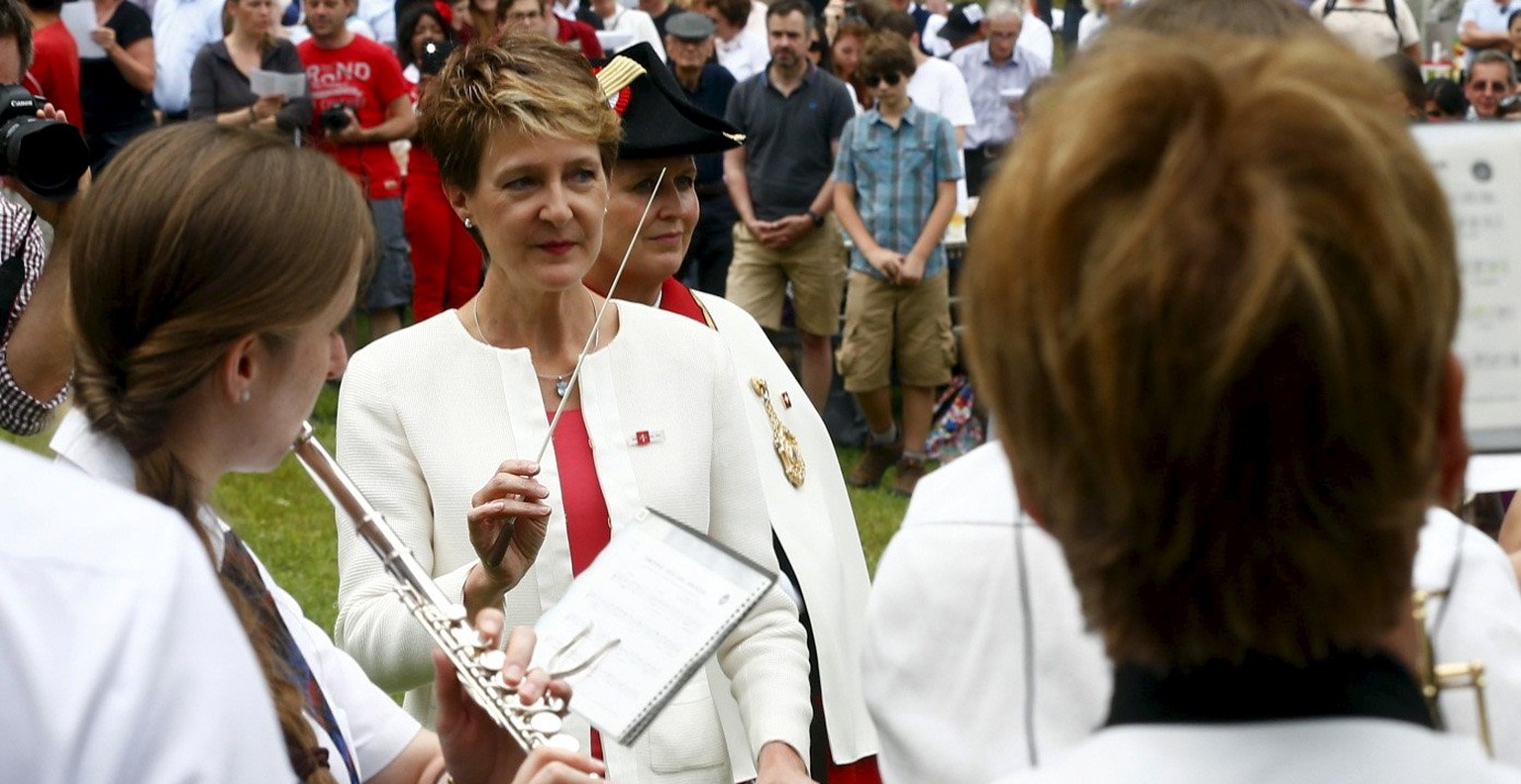 Bundespräsidentin Simonetta&nbsp;Sommaruga auf dem Rütli am 1. August 2015.