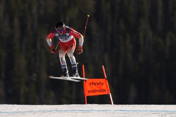 Switzerland's Gino Caviezel races during a men's World Cup downhill training run Thursday, Dec. 1, 2022, in Beaver Creek, Colo. (AP Photo/John Locher)
Gino Caviezel