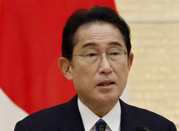 Japanese Prime Minister Fumio Kishida speaks at a joint news conference with Uruguay&#039;s President Luis Lacalle Pou at the prime minister&#039;s office in Tokyo Friday, Oct. 28, 2022. (Kim Kyung-Ho ...