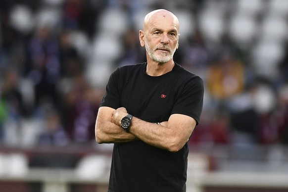 AC Milan&#039;s manager Stefano Pioli watches during the Serie A soccer match between Torino and AC Milan, Saturday, May 18, 2024, at the Olimpico Grande Torino Stadium in Turin, Italy. (Alberto Gando ...