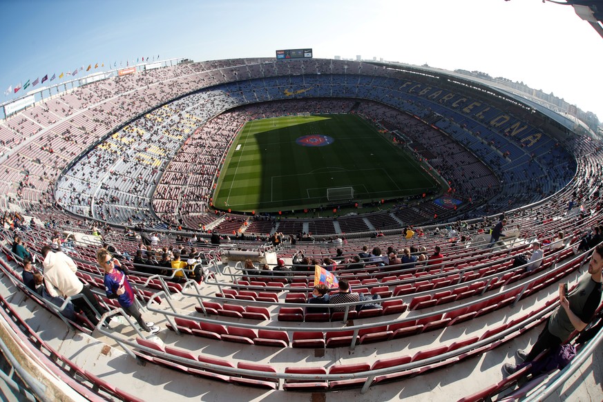 epa09733023 General view of the Camp Nou stadium before the Spanish LaLiga soccer match between FC Barcelona and Atletico Madrid in Barcelona, Spain, 06 February 2022. EPA/Alejandro Garcia