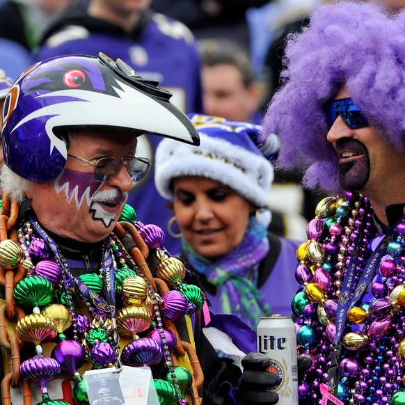BALTIMORE, MD - DECEMBER 28: Baltimore Ravens fans look on as the Baltimore Ravens take on the Cleveland Browns at M&amp;T Bank Stadium on December 28, 2014 in Baltimore, Maryland. Larry French/Getty  ...