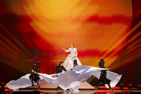 epa12104183 Georgia&#039;s Mariam Shengelia performs the song &#039;Freedom&#039; during the show of the second semi-final at the 69th Eurovision Song Contest in Basel, Switzerland, 15 May 2025. The g ...
