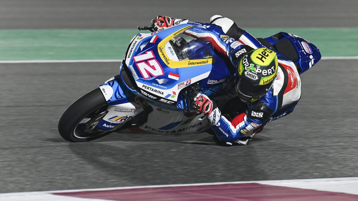 Moto2-Fahrer Tom Luethi waehrend des Moto Grand Prix von Katar 2021 auf dem Losail International Circuit in Losail, Katar, am Sonntag, 28. Maerz 2021. (KEYSTONE/Karl Fritz Glaenzel)