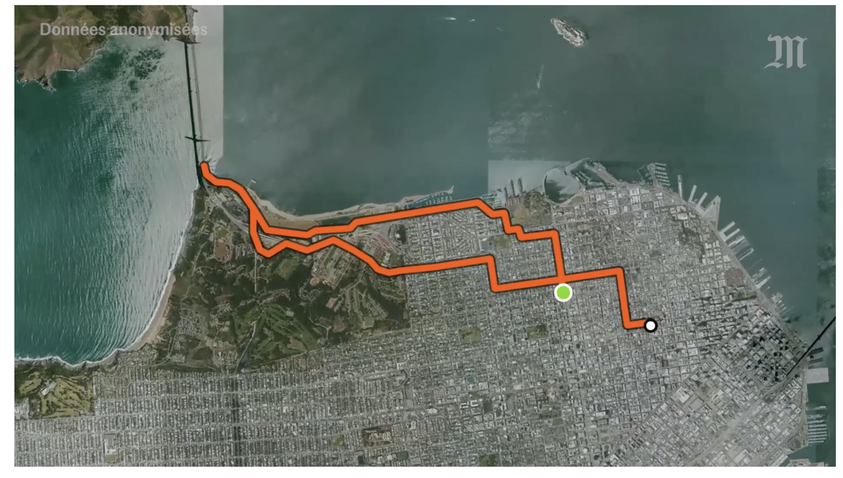 Le Monde retrace par exemple la trace d'un agent à San Francisco depuis l'hôtel Fairmont, alors que Joe Biden y résidait.