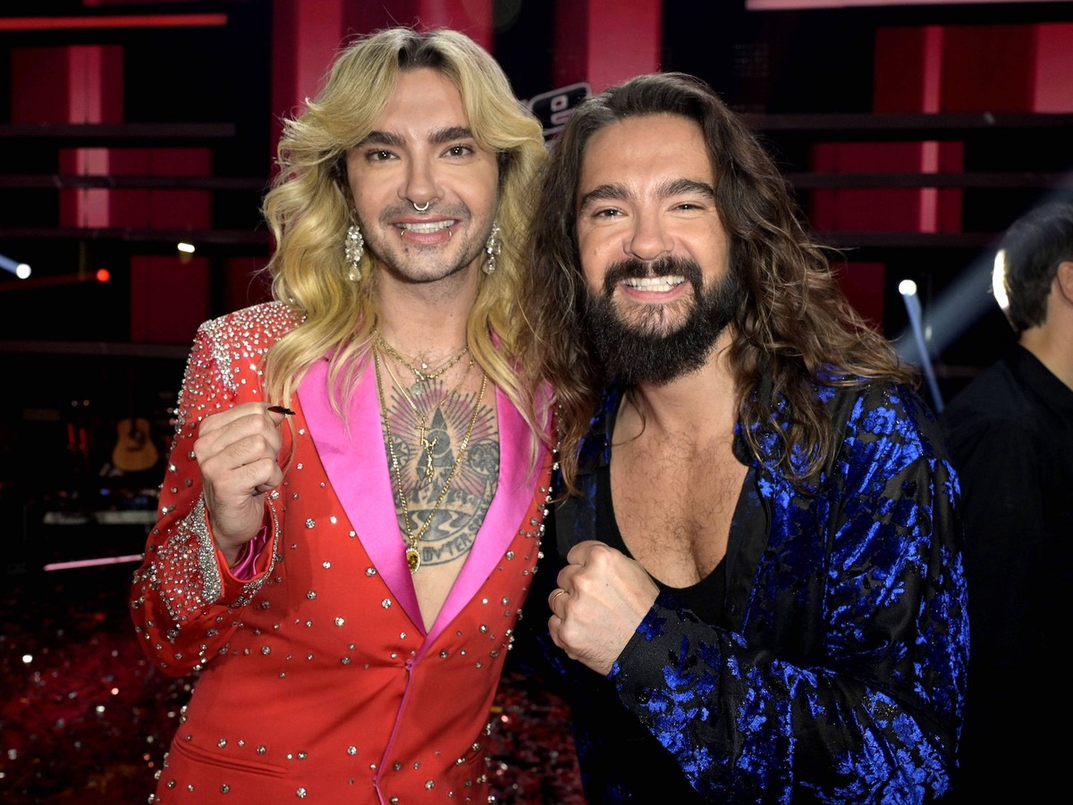 Bill Kaulitz und Tom Kaulitz im Finale der 13. Staffel der Castingshow The Voice of Germany 2023 im Studio H Berlin Adlershof. Berlin, 08.12.2023 *** Bill Kaulitz and Tom Kaulitz in the final of the 1 ...