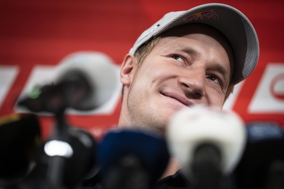 Marco Odermatt am Medientreffen von Swiss Ski vor der Weltcup-Saison 2025/2026 in THE HALL, am Mittwoch, 1. Oktober 2025 in Duebendorf. (KEYSTONE/Andreas Becker)