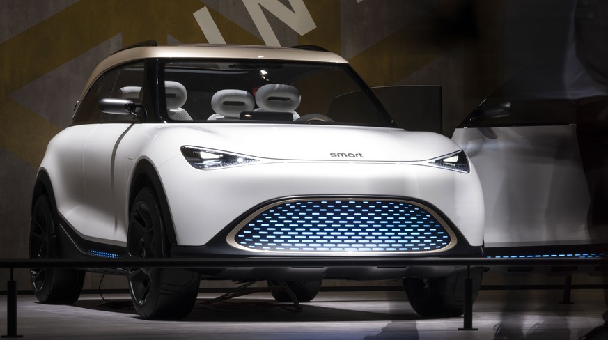 epa09450912 A Smart Concept#1 electrical car on display at the Mercedes stand in the International Mobility Show (IAA) in Munich, Germany, 06 September 2021. The International Mobility Show Germany, w ...