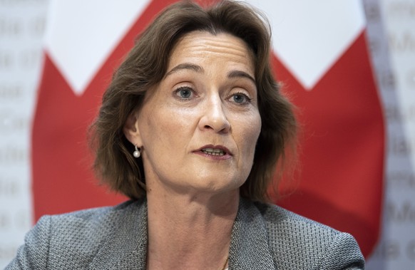 EDA-Staatssekretaerin Pascale Baeriswyl aeussert sich zur Ernennung zur neuen Chefin der Staendigen Mission der Schweiz ab 2020, am Mittwoch, 21. August 2019, in Bern. (KEYSTONE/Peter Schneider)