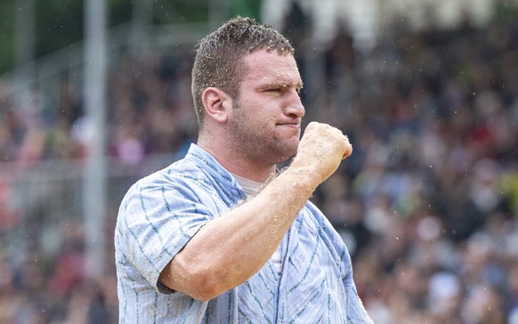 Armon Orlik im 5. Gang beim Eidgenoessischen Jubilaeumsschwingfest, am Sonntag, 8. September 2024, in Appenzell. Der Eidgenoessische Schwingerverband begeht mit diesem Fest sein 125 Jahr-Jubilaeum. KE ...